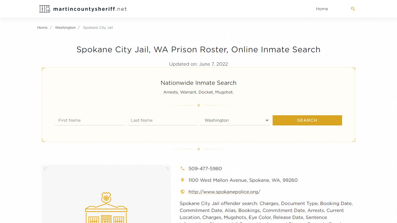 Spokane City Jail, WA Prison Roster, Online Inmate Search ...